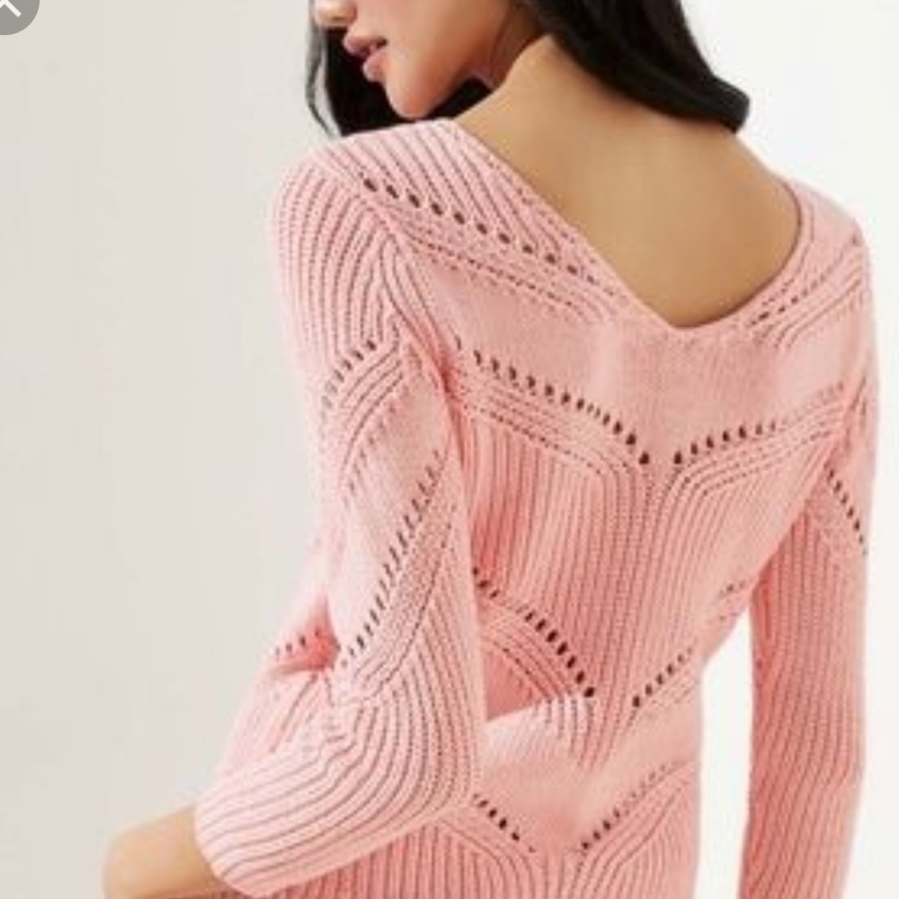 LAST ONE! LOFT Chunky Pink Sweater - reversible! - Picture 2 of 4